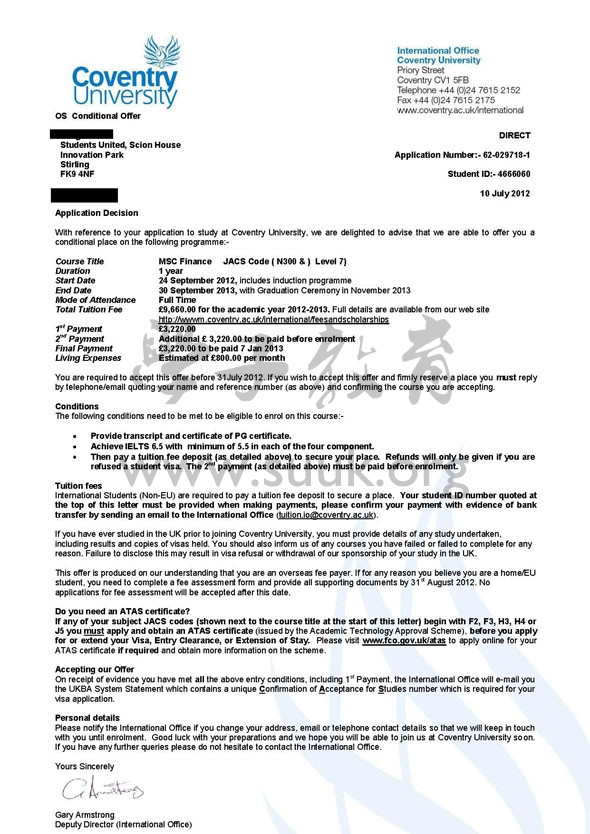 英国考文垂大学金融学硕士