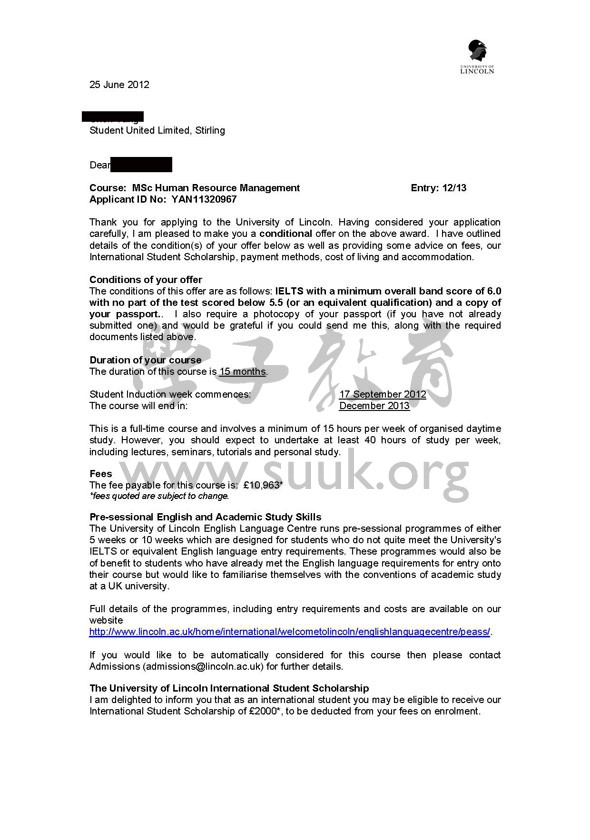 英国林肯大学人力资源管理硕士
