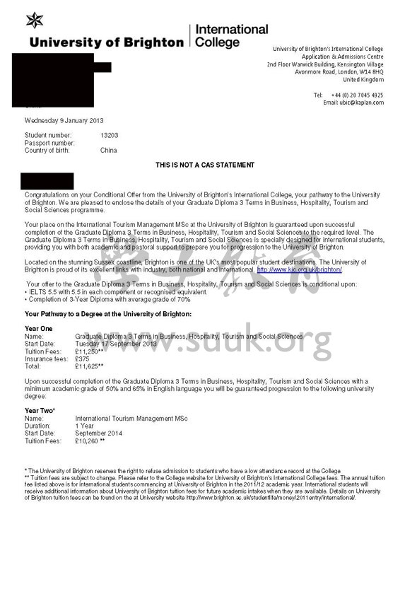 英国布莱顿国际旅游管理的预科和硕士