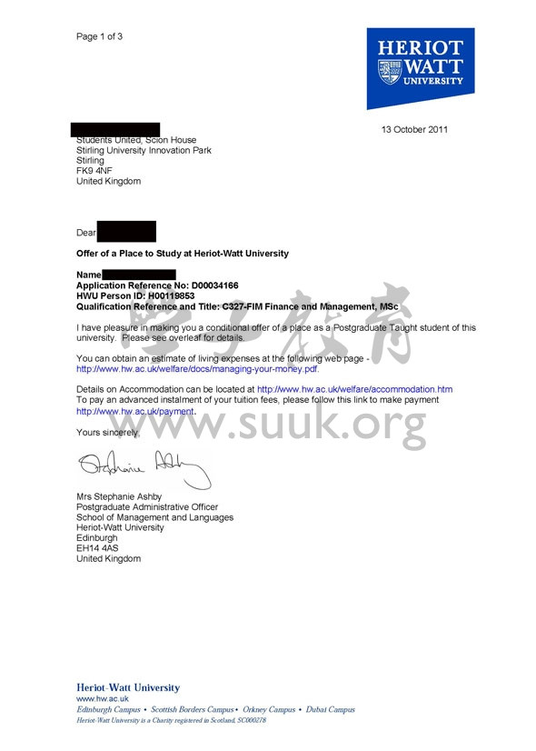 英国赫瑞瓦特大学财务和管理硕士