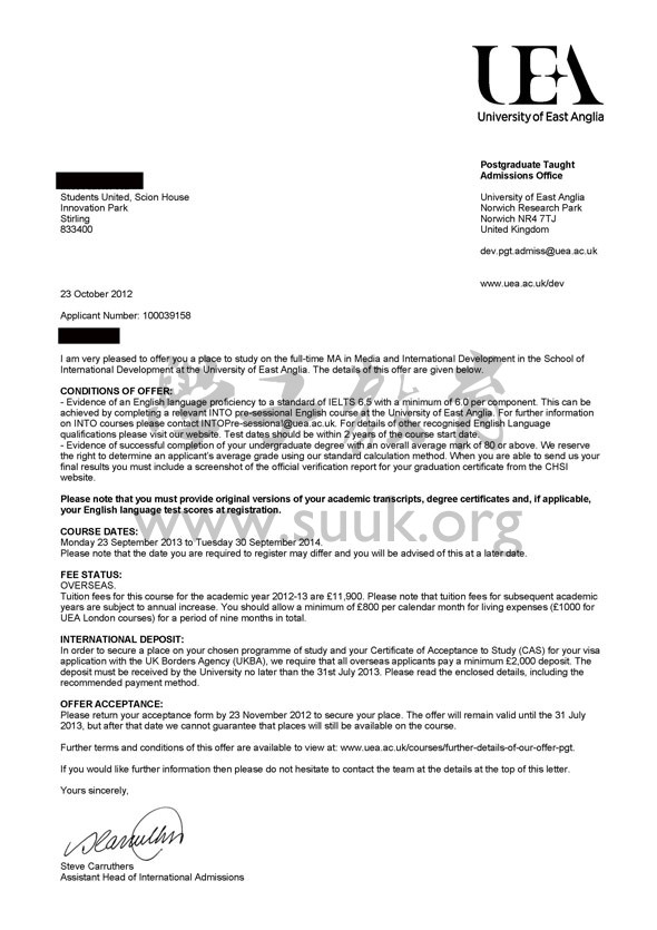 东英格利亚大学传媒与国际发展硕士