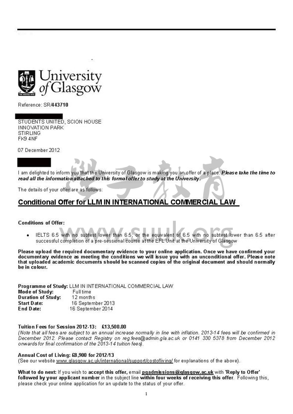 英国格拉斯哥国际商法硕士