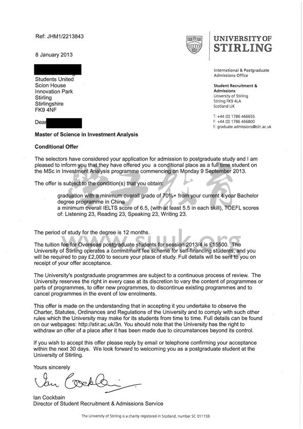 斯特林大学投资分析硕士