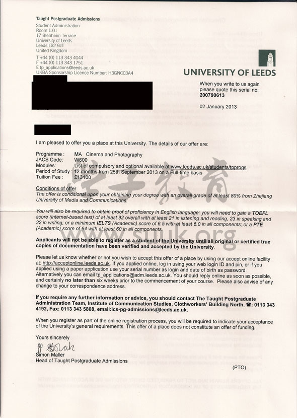 英国利兹大学电影和摄影硕士