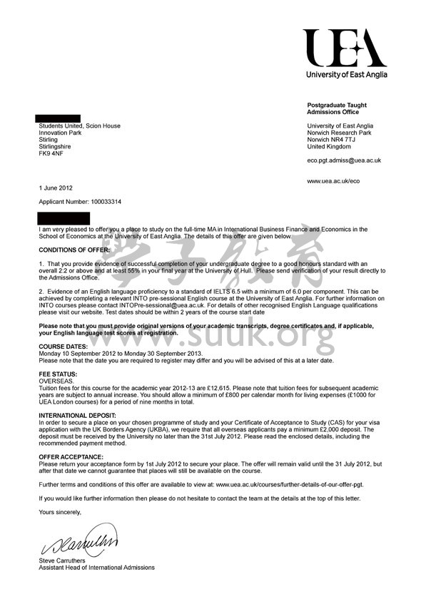 英国东英格利亚大学国际商务财经硕士