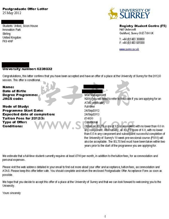 英国萨里大学人力资源管理硕士