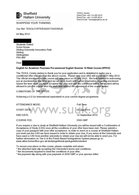 英国谢菲尔德哈勒姆大学10周语言课程