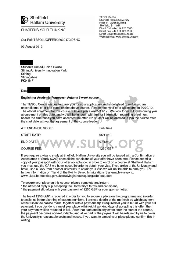英国谢菲尔德哈勒姆大学5周语言课程