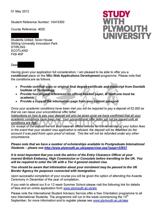 英国普利茅斯大学Web应用程序开发硕士
