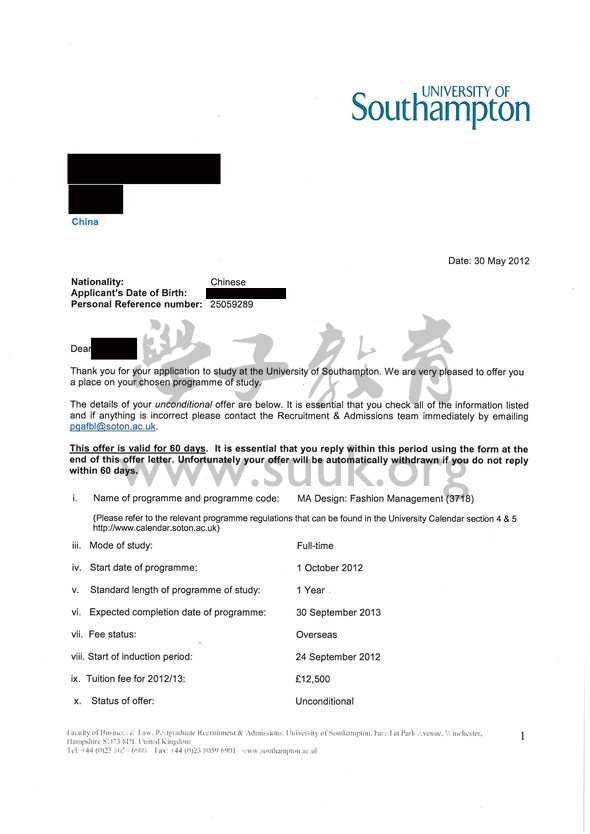 英国南安普敦大学设计：奢侈品品牌管理硕士