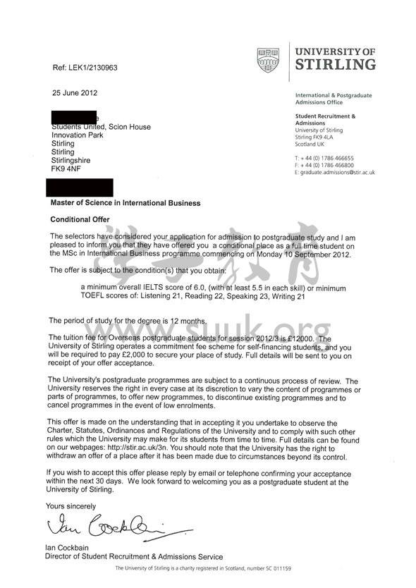 英国斯特林大学国际商务硕士