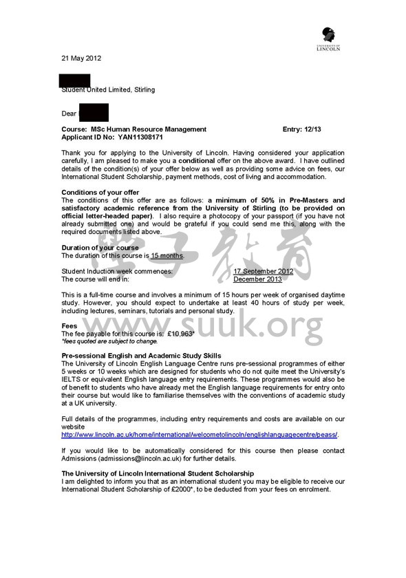 英国林肯大学人力资源管理硕士
