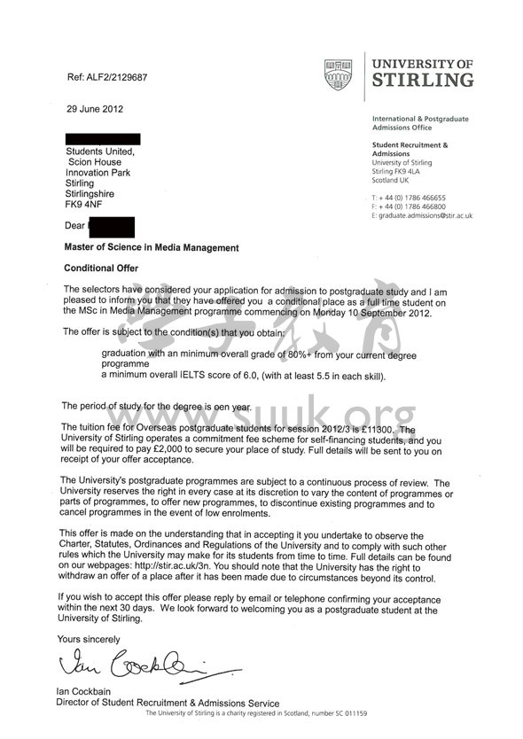 英国斯特林大学媒体管理硕士