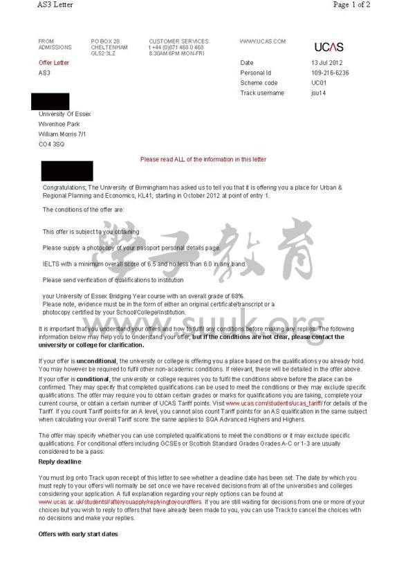 英国伯明翰大学城市与区域规划和经济本科