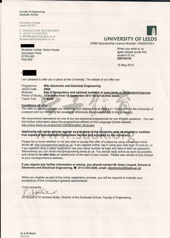英国利兹大学电子与电气工程学硕士