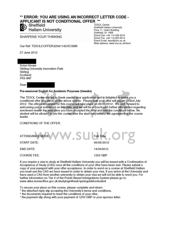 英国谢菲尔德哈勒姆大学5周语言课程