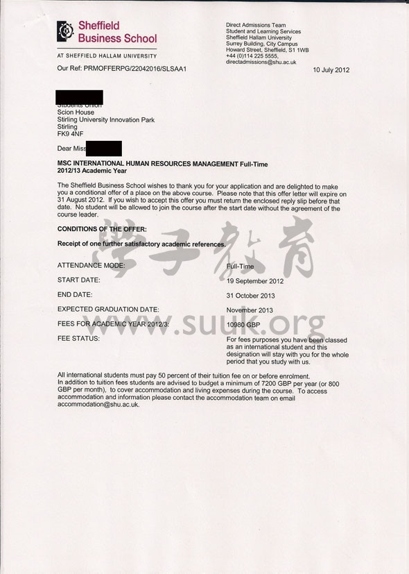 英国谢菲尔德哈勒姆大学国际人力资源管理硕士
