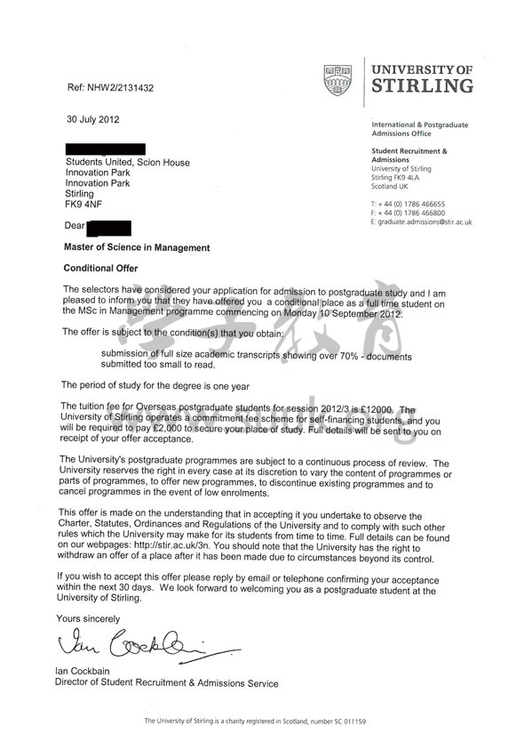 英国斯特林大学管理学硕士
