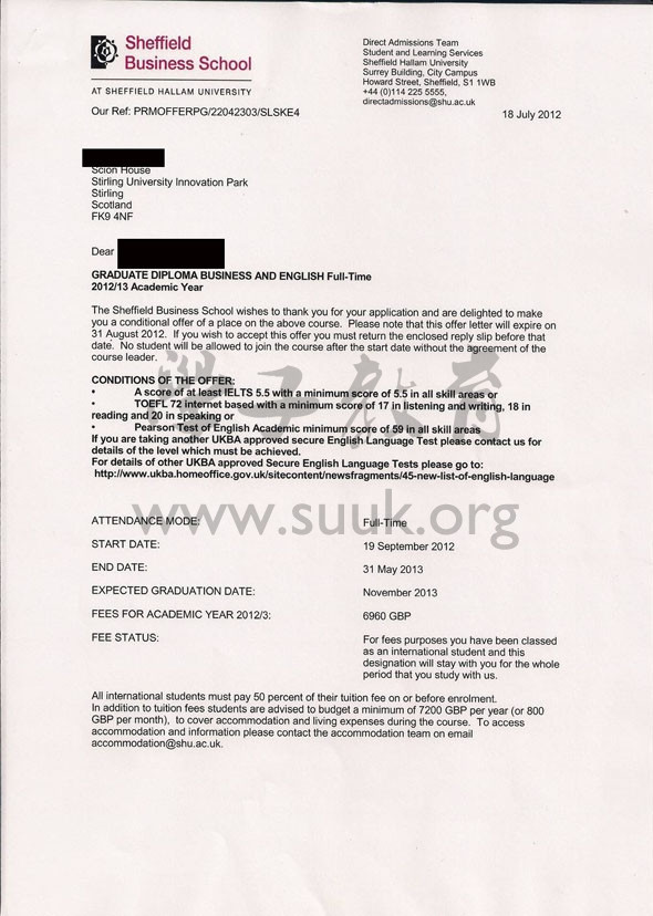英国谢菲尔德哈勒姆大学国际酒店管理硕士