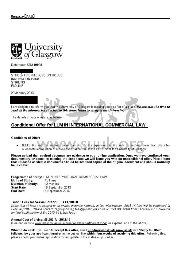 英国格拉斯哥大学国际商法硕士