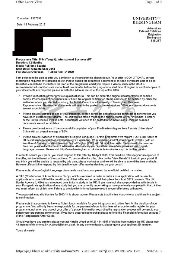 英国伯明翰大学国际商务硕士