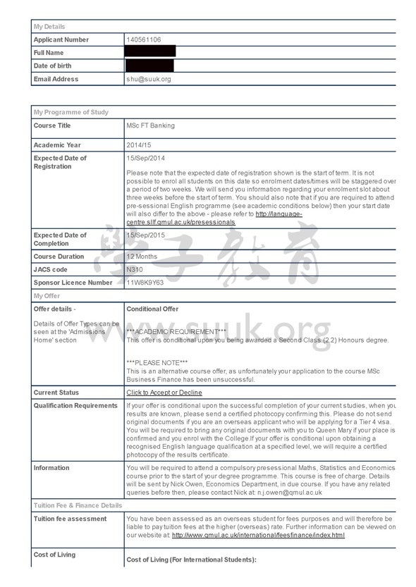 英国伦敦大学玛丽皇后学院商务金融硕士