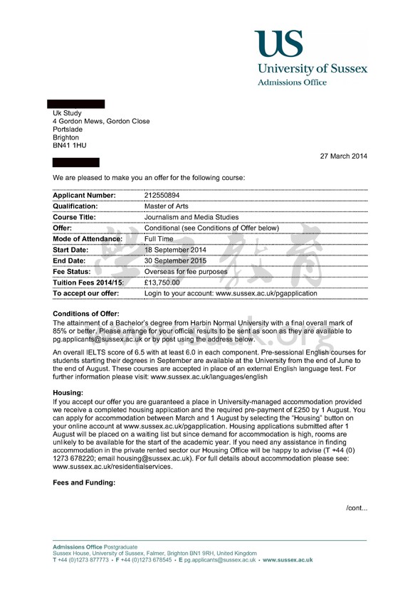 英国萨塞克斯大学新闻及传媒研究硕士