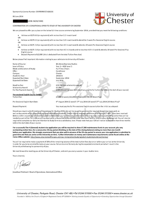 英国切斯特大学经济学本科第三年