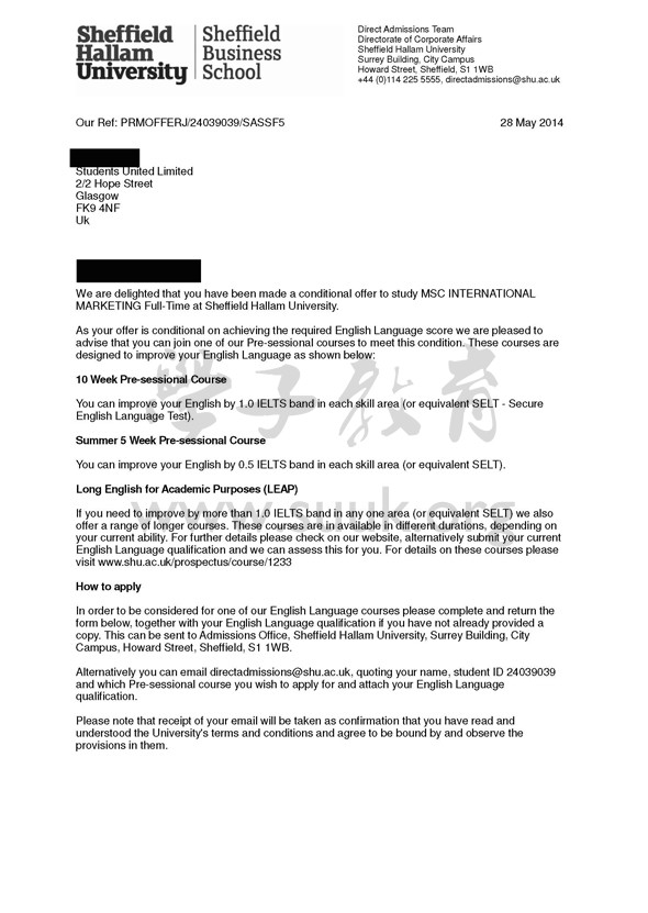 英国谢菲尔德哈勒姆大学国际营销硕士
