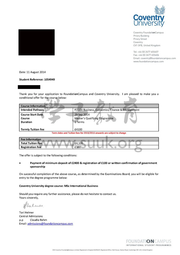 英国考文垂大学国际商务经济学硕士