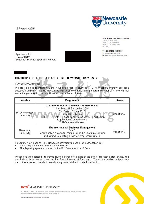 英国纽卡斯尔大学国际工商管理硕士