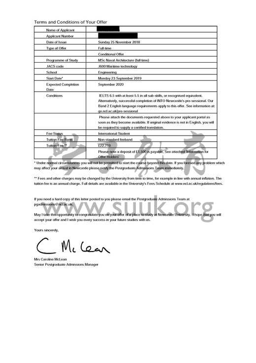 英国纽卡斯尔大学海军建筑硕士