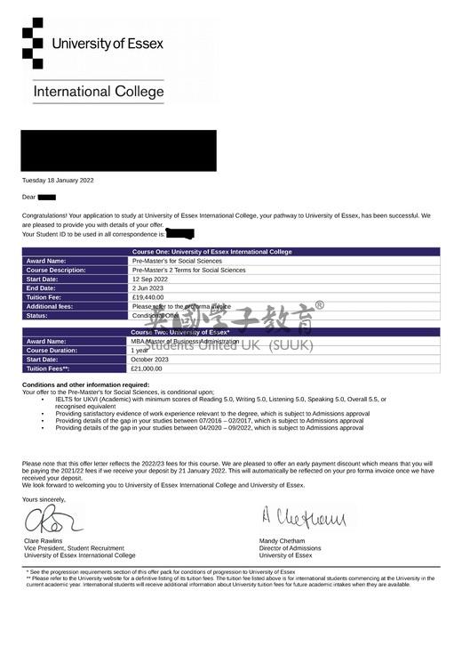 英国埃塞克斯大学社会科学硕士预科