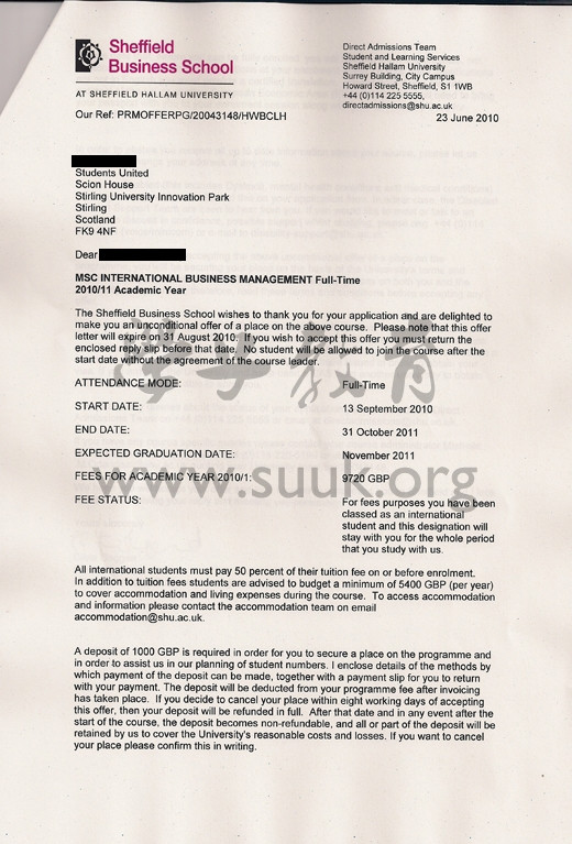 英国谢菲尔德哈莱姆大学国际商务管理学硕士