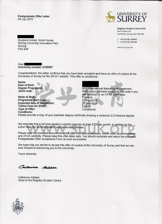 英国萨里大学国际营销管理学硕士