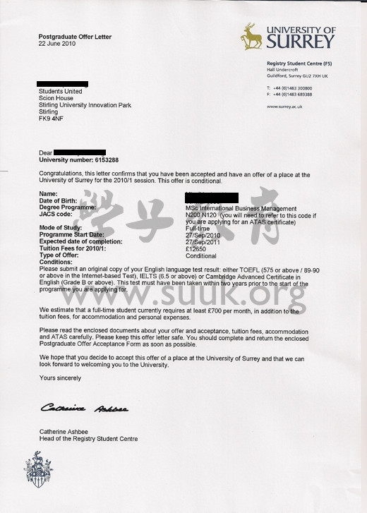 英国萨里大学国际商务管理学硕士