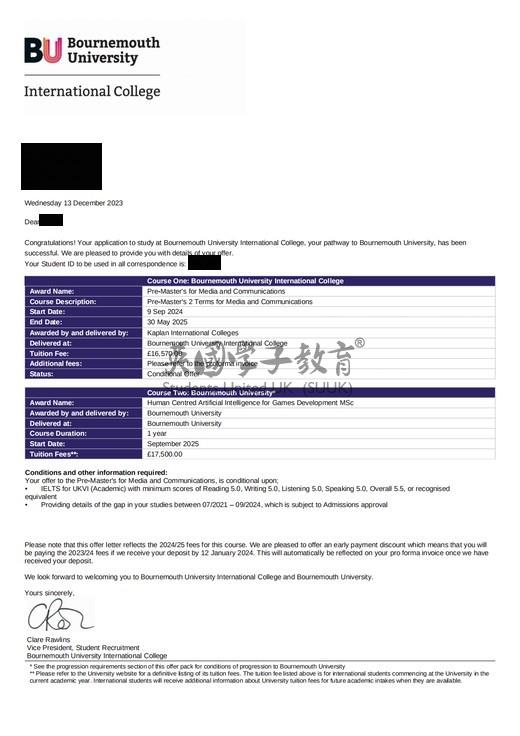 英国伯恩茅斯大学媒体与传播硕士预科+以人为本的人工智能游戏开发硕士