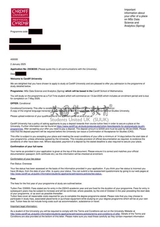 英国卡迪夫大学数据科学与分析硕士